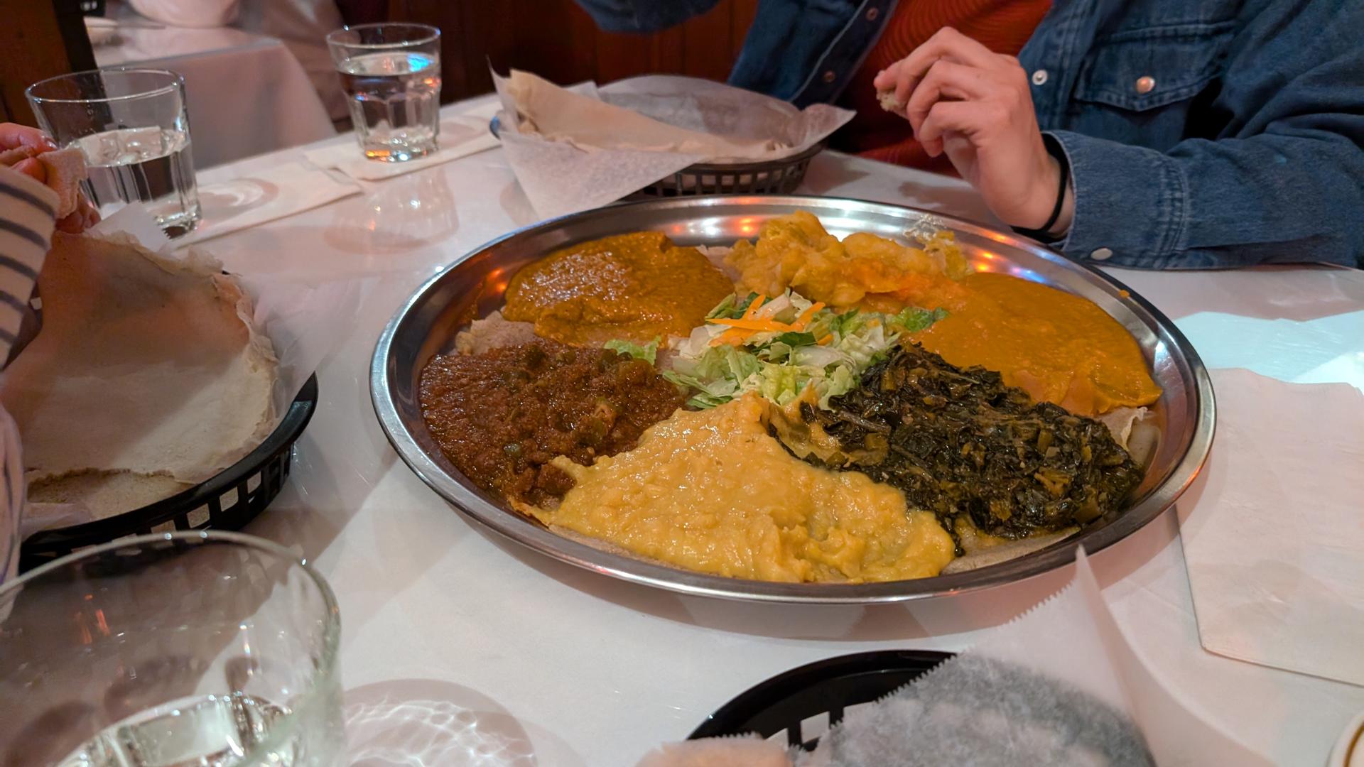 Vegan Ethiopian food at New Eritrea Restaurant in Inner Sunset, San Francisco Bay Area