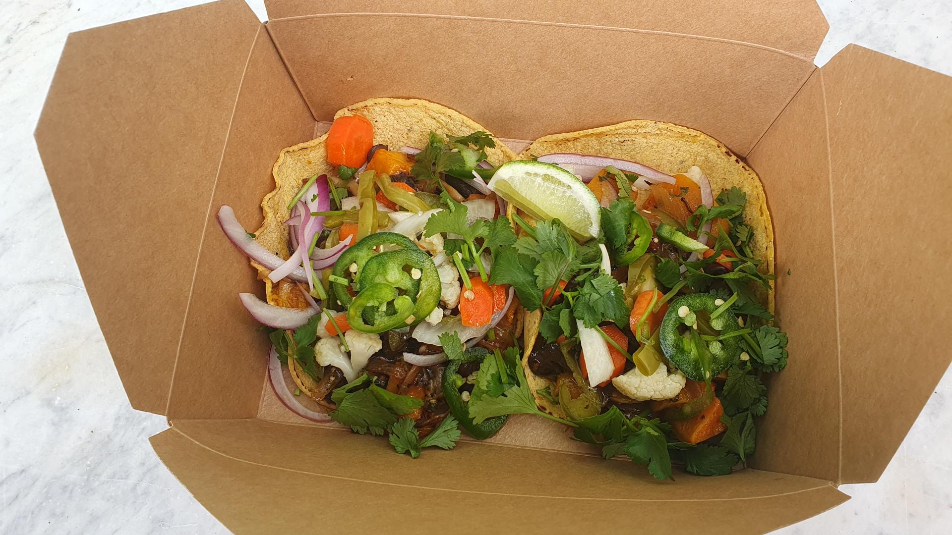 Vegan Mexican food at Nopalito To-Go Window in Mission District, San Francisco Bay Area