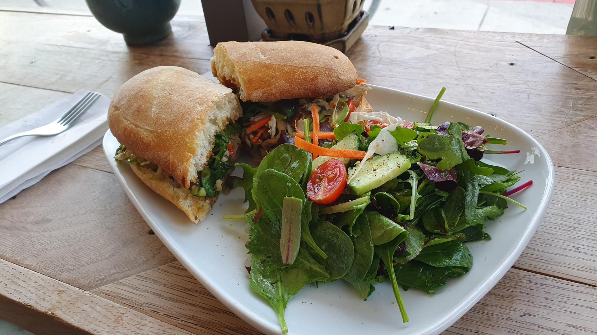 Vegan American food at Robin's Café in Mission District, San Francisco Bay Area