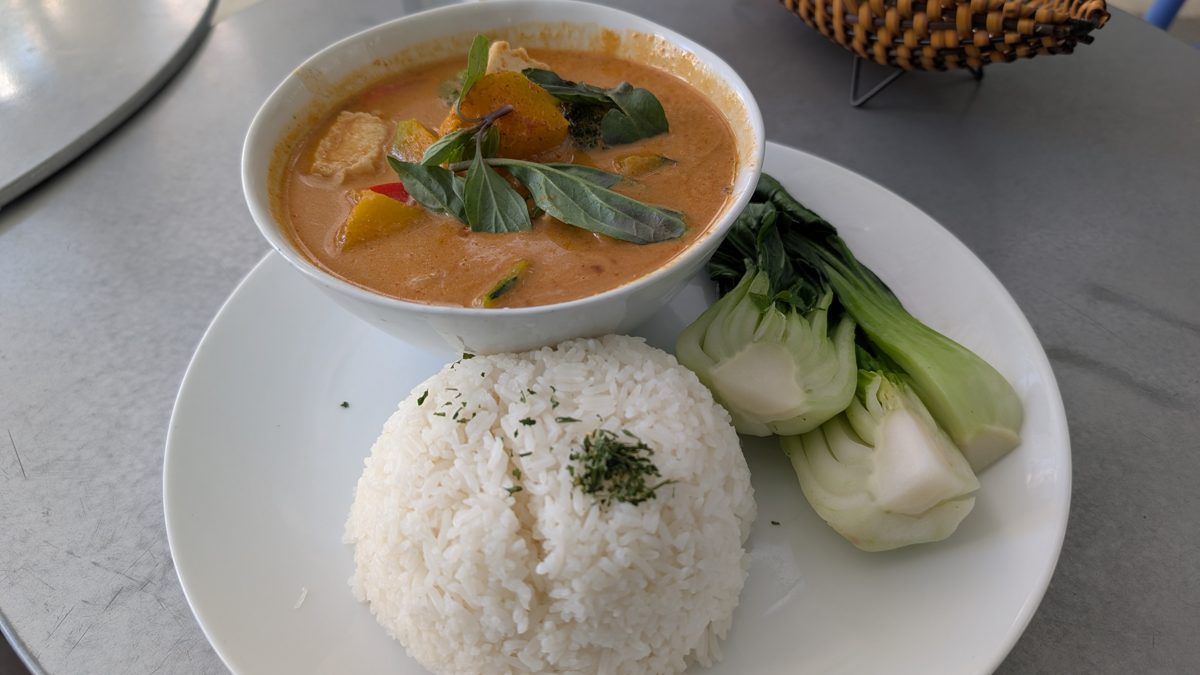 Vegan Thai food at Tycoon Kitchen in Soma, San Francisco Bay Area featuring pumpkin and tofu red curry
