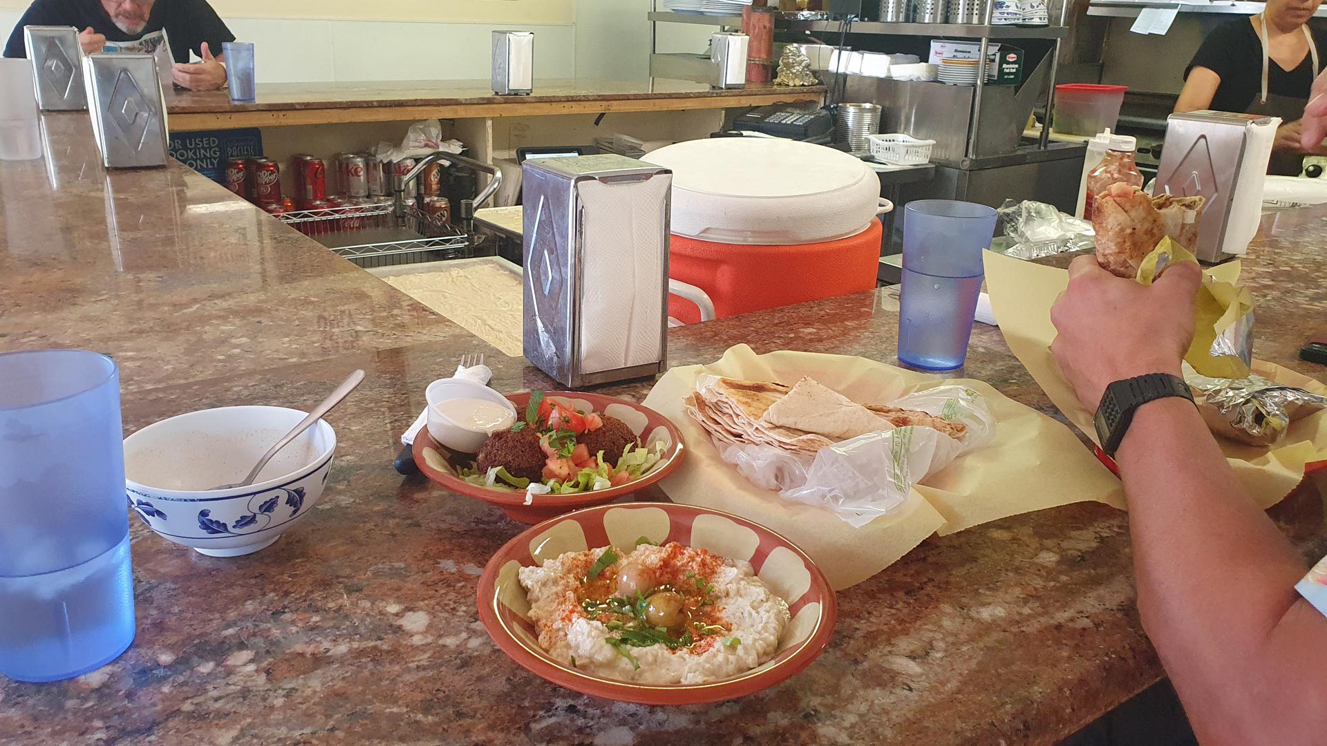 Vegan Middle Eastern food at Wally's Cafe in Emeryville, San Francisco Bay Area