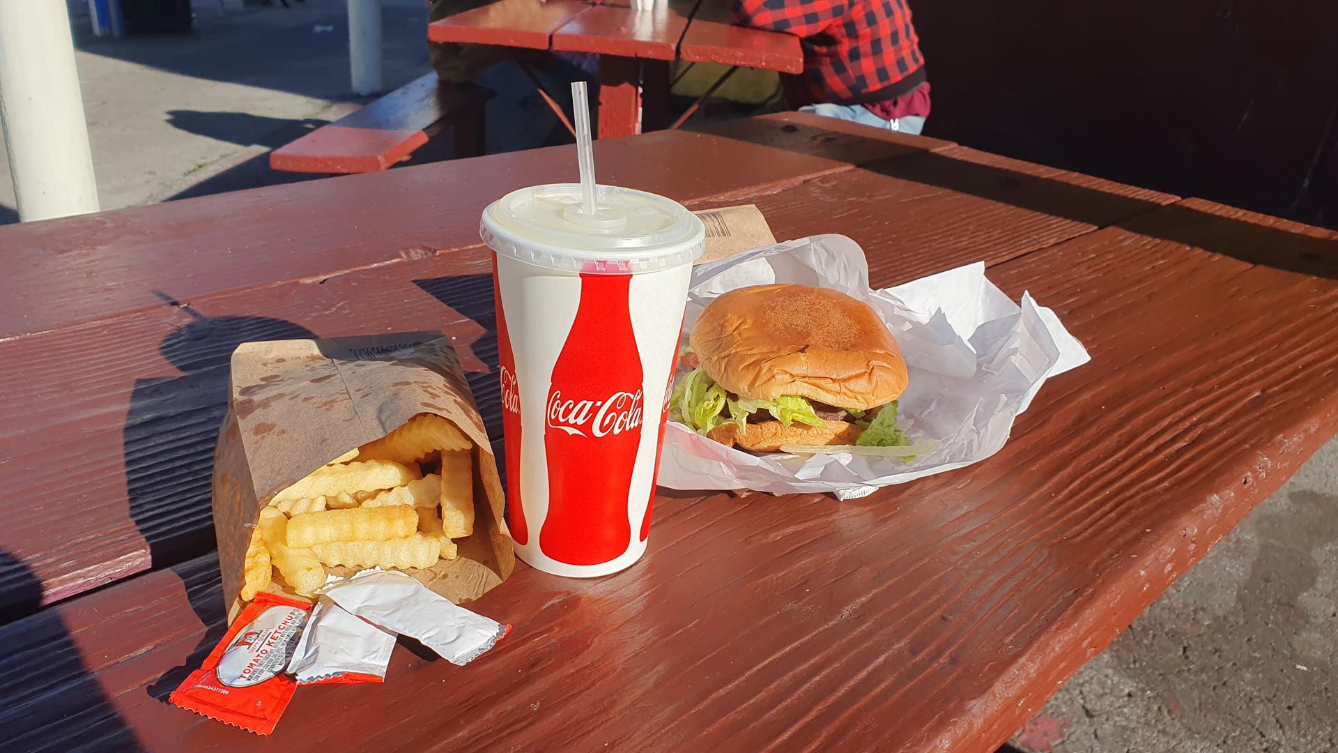 Vegan American food at Whiz Burgers Drive-In in Mission District, San Francisco Bay Area